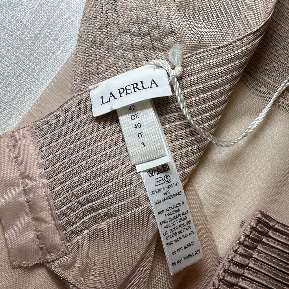 La Perla NWT Silk Blend Sheer Teddy Dress Tan - Picture 14 of 16